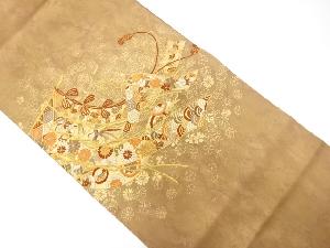 引箔　几帳に鳳凰・花模様織り出し　袋帯